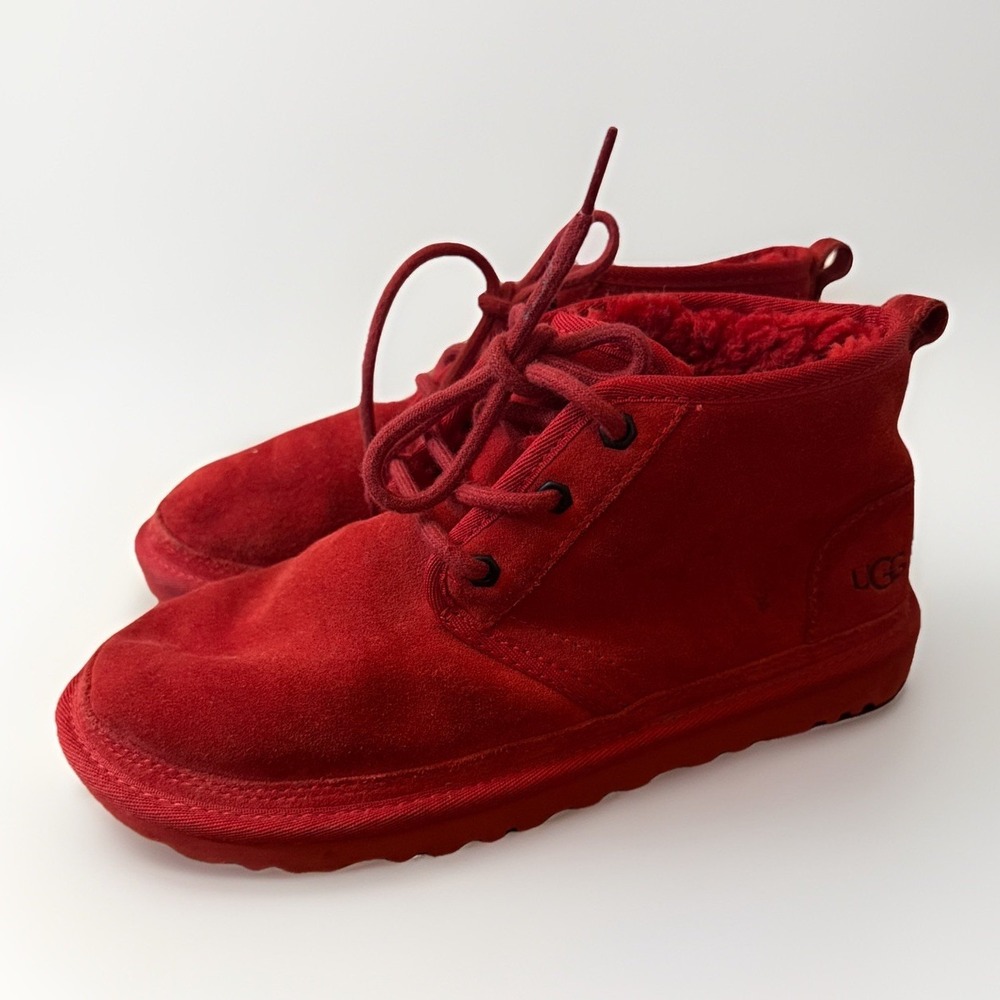 UGG Red Suede Lace-Up Ankle Booties